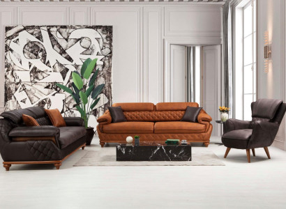 Wohnzimmer Komplett 3tlg Modern 2x Dreisitzer Sofa Couch Luxus Sessel Neu